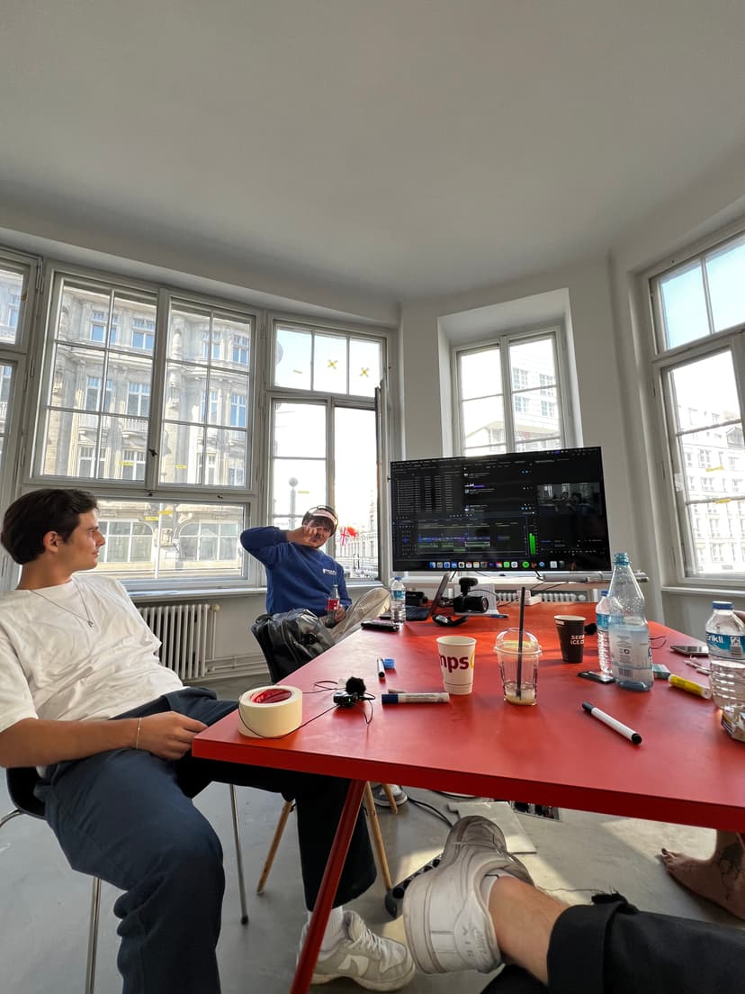 Team working and editing together