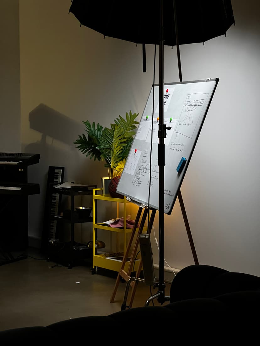 Strategy whiteboard and studio setup