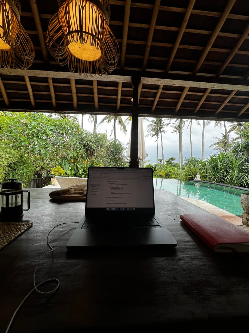 Working from Bali with tropical view